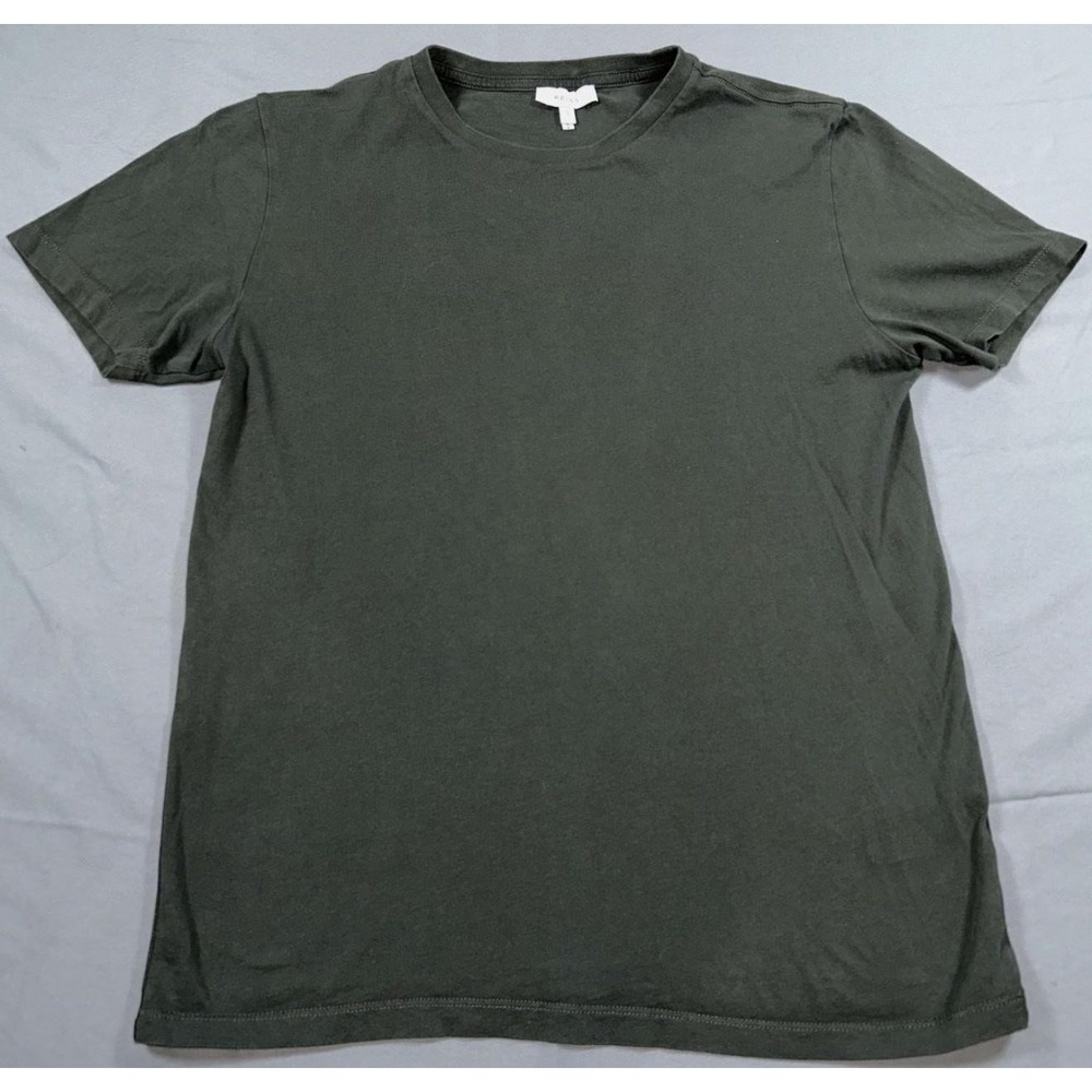 Reiss Shirt Mens Small Green Short Sleeve Crewneck Solid Jersey Casual Tee